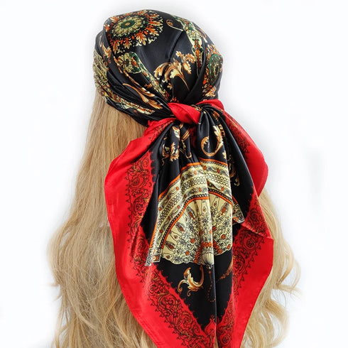 90*90cm Silk Scarf Headwraps For Women Fashion Accessory